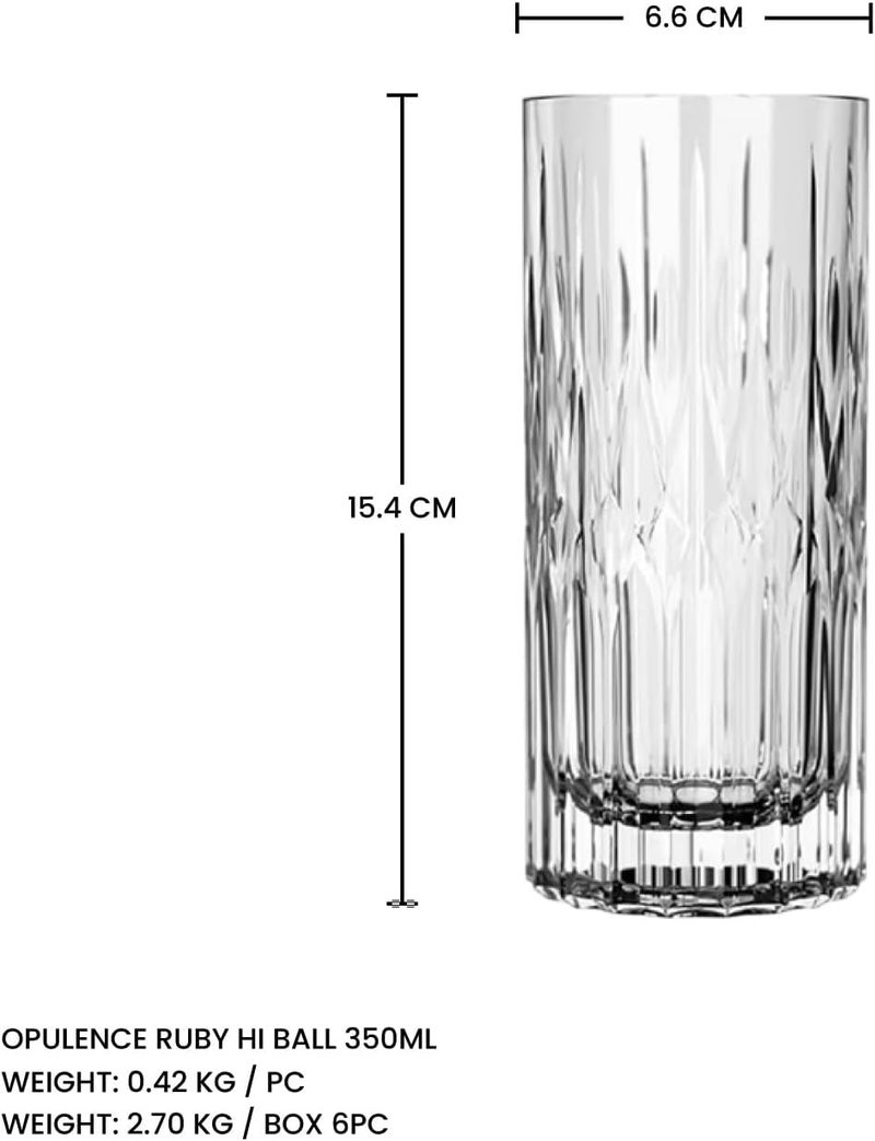 Lucaris Opulence Ruby Highball Glass Set - 350ml, Premium Red Crystal (Set of 6) - Image 3